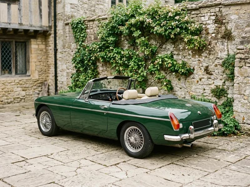 Um roadster clássico inglês em verde inglês